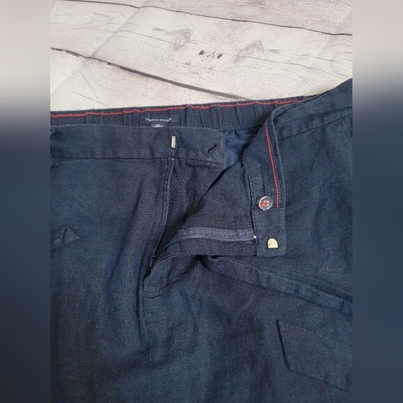 Tommy Hilfiger Navy Skirt size XXL Linen Blend Tie/Button Zipper Front Casual - Picture 5 of 7